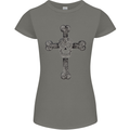 Day of the Dead Sugar Skull Cross Womens Petite Cut T-Shirt Charcoal