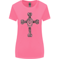 Day of the Dead Sugar Skull Cross Womens Wider Cut T-Shirt Azalea