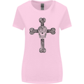 Day of the Dead Sugar Skull Cross Womens Wider Cut T-Shirt Light Pink