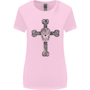 Day of the Dead Sugar Skull Cross Womens Wider Cut T-Shirt Light Pink