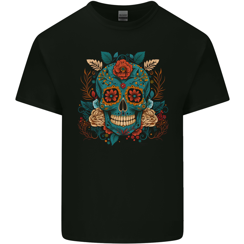 Day of the Dead Sugar Skull DOTD Kids T-Shirt Childrens Black