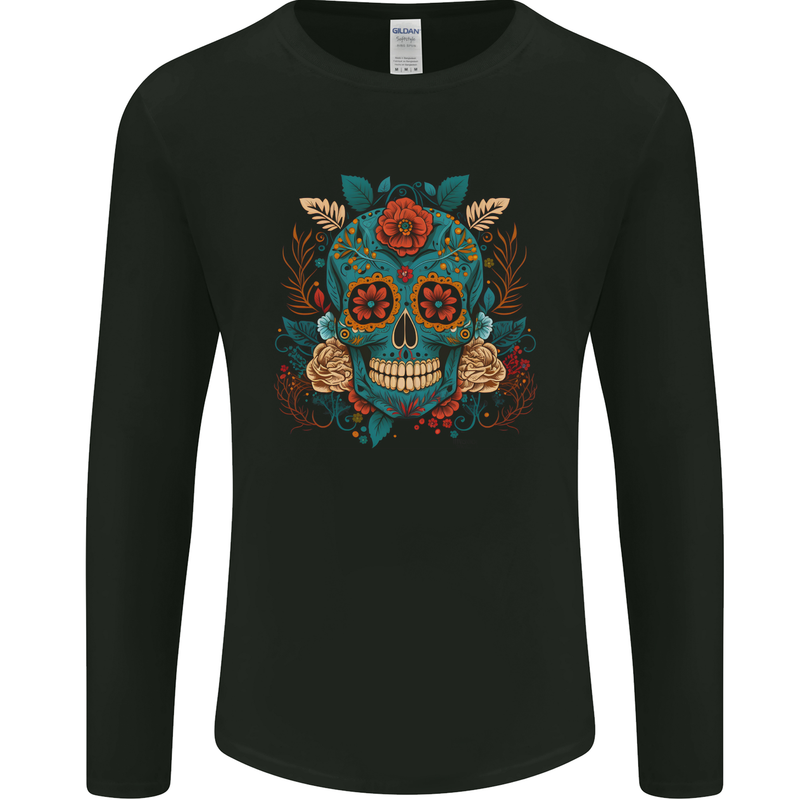 Day of the Dead Sugar Skull DOTD Mens Long Sleeve T-Shirt Black