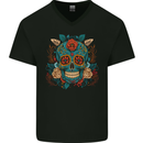 Day of the Dead Sugar Skull DOTD Mens V-Neck Cotton T-Shirt Black
