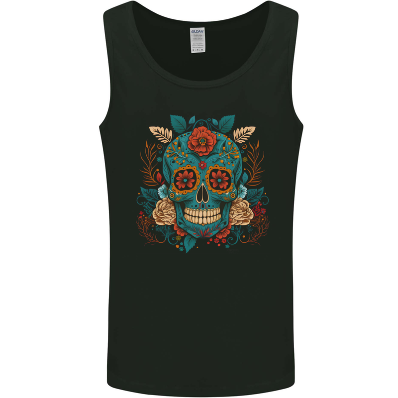 Day of the Dead Sugar Skull DOTD Mens Vest Tank Top Black