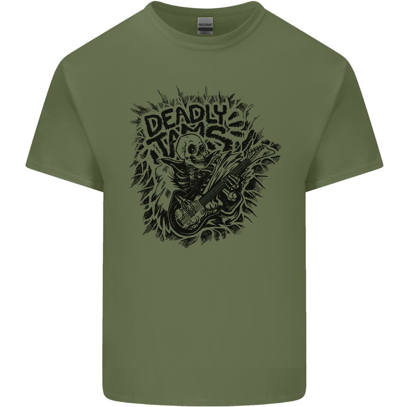 Deadly Tams Guitar Guitarist Rock Metal Punk Mens Cotton T-Shirt Tee Top Military Green