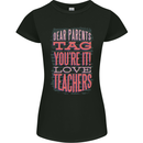 Dear Parents Funny Teacher Teaching Womens Petite Cut T-Shirt Black