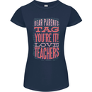 Dear Parents Funny Teacher Teaching Womens Petite Cut T-Shirt Navy Blue