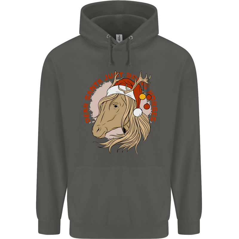 Dear Santa Funny Equestrian Horse Christmas Childrens Kids Hoodie Storm Grey