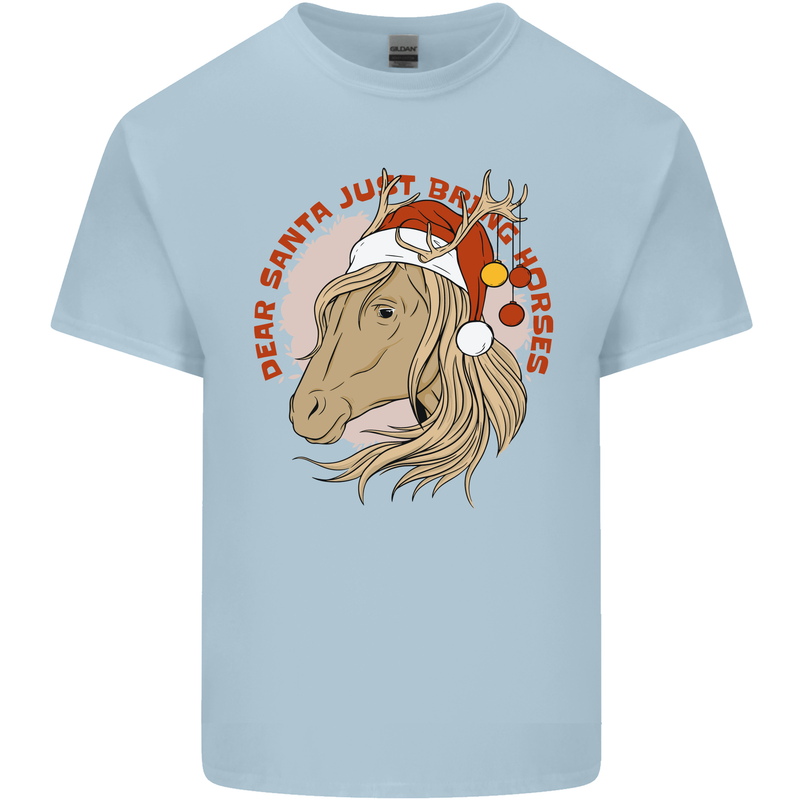 Dear Santa Funny Equestrian Horse Christmas Kids T-Shirt Childrens Light Blue