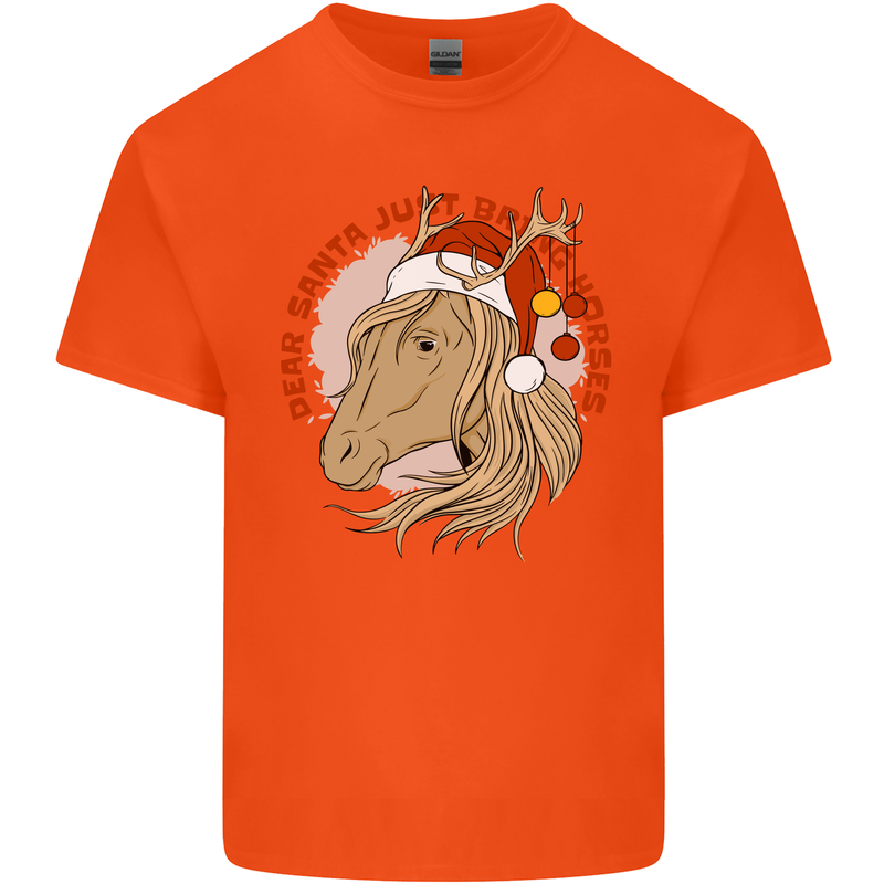 Dear Santa Funny Equestrian Horse Christmas Kids T-Shirt Childrens Orange