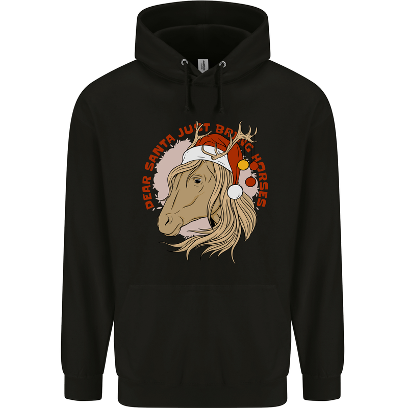 Dear Santa Funny Equestrian Horse Christmas Mens 80% Cotton Hoodie Black