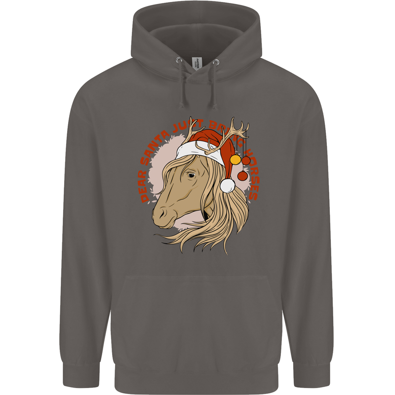 Dear Santa Funny Equestrian Horse Christmas Mens 80% Cotton Hoodie Charcoal