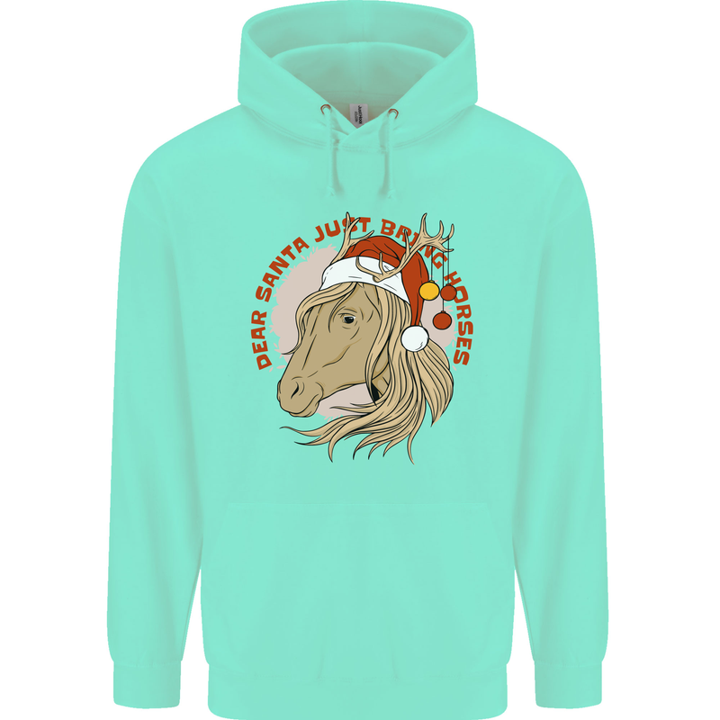 Dear Santa Funny Equestrian Horse Christmas Mens 80% Cotton Hoodie Peppermint