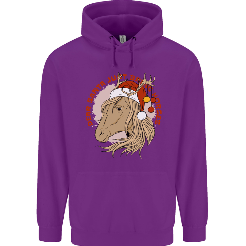 Dear Santa Funny Equestrian Horse Christmas Mens 80% Cotton Hoodie Purple