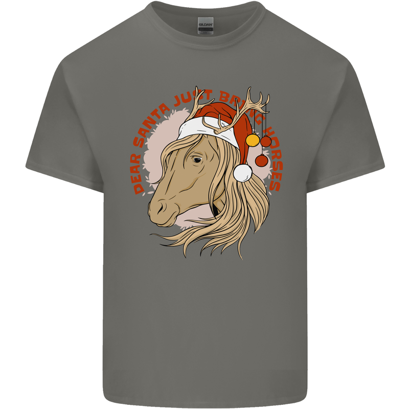 Dear Santa Funny Equestrian Horse Christmas Mens Cotton T-Shirt Tee Top Charcoal