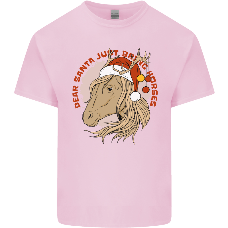 Dear Santa Funny Equestrian Horse Christmas Mens Cotton T-Shirt Tee Top Light Pink