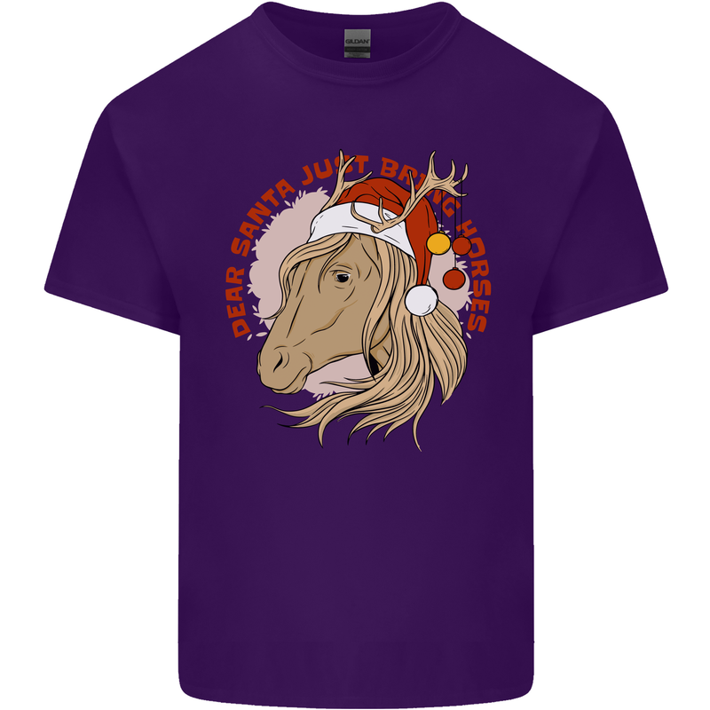 Dear Santa Funny Equestrian Horse Christmas Mens Cotton T-Shirt Tee Top Purple