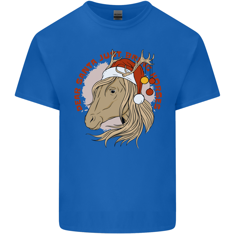 Dear Santa Funny Equestrian Horse Christmas Mens Cotton T-Shirt Tee Top Royal Blue