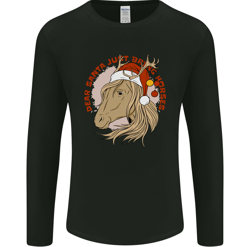 Dear Santa Funny Equestrian Horse Christmas Mens Long Sleeve T-Shirt Black