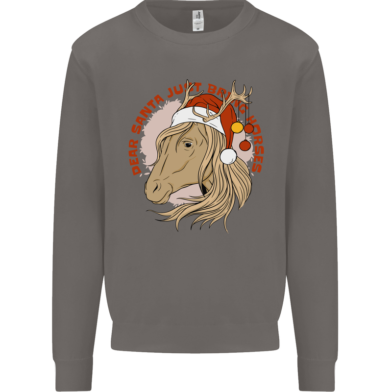Dear Santa Funny Equestrian Horse Christmas Mens Sweatshirt Jumper Charcoal