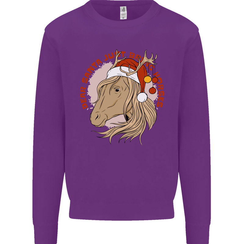 Dear Santa Funny Equestrian Horse Christmas Mens Sweatshirt Jumper Purple