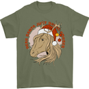 Dear Santa Funny Equestrian Horse Christmas Mens T-Shirt 100% Cotton Military Green