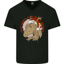 Dear Santa Funny Equestrian Horse Christmas Mens V-Neck Cotton T-Shirt Black