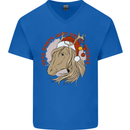 Dear Santa Funny Equestrian Horse Christmas Mens V-Neck Cotton T-Shirt Royal Blue