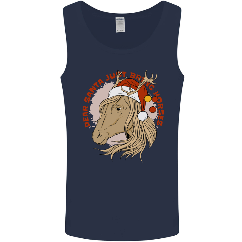 Dear Santa Funny Equestrian Horse Christmas Mens Vest Tank Top Navy Blue