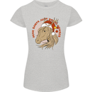 Dear Santa Funny Equestrian Horse Christmas Womens Petite Cut T-Shirt Sports Grey
