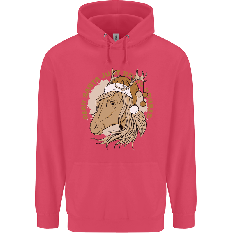 Dear Santa Funny Horse Equestrian Christmas Childrens Kids Hoodie Heliconia