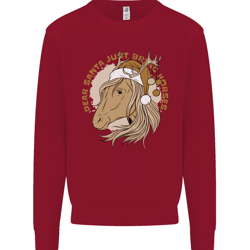 Dear Santa Funny Horse Equestrian Christmas Kids Sweatshirt Jumper Red