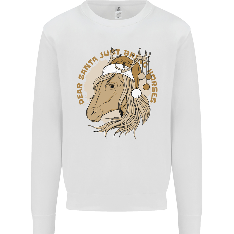 Dear Santa Funny Horse Equestrian Christmas Kids Sweatshirt Jumper White