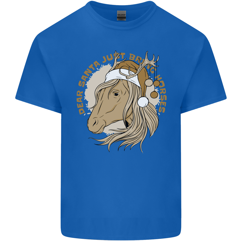 Dear Santa Funny Horse Equestrian Christmas Mens Cotton T-Shirt Tee Top Royal Blue