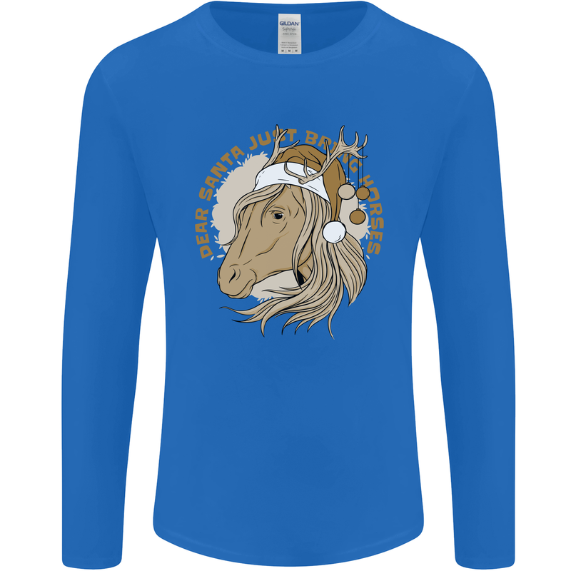 Dear Santa Funny Horse Equestrian Christmas Mens Long Sleeve T-Shirt Royal Blue