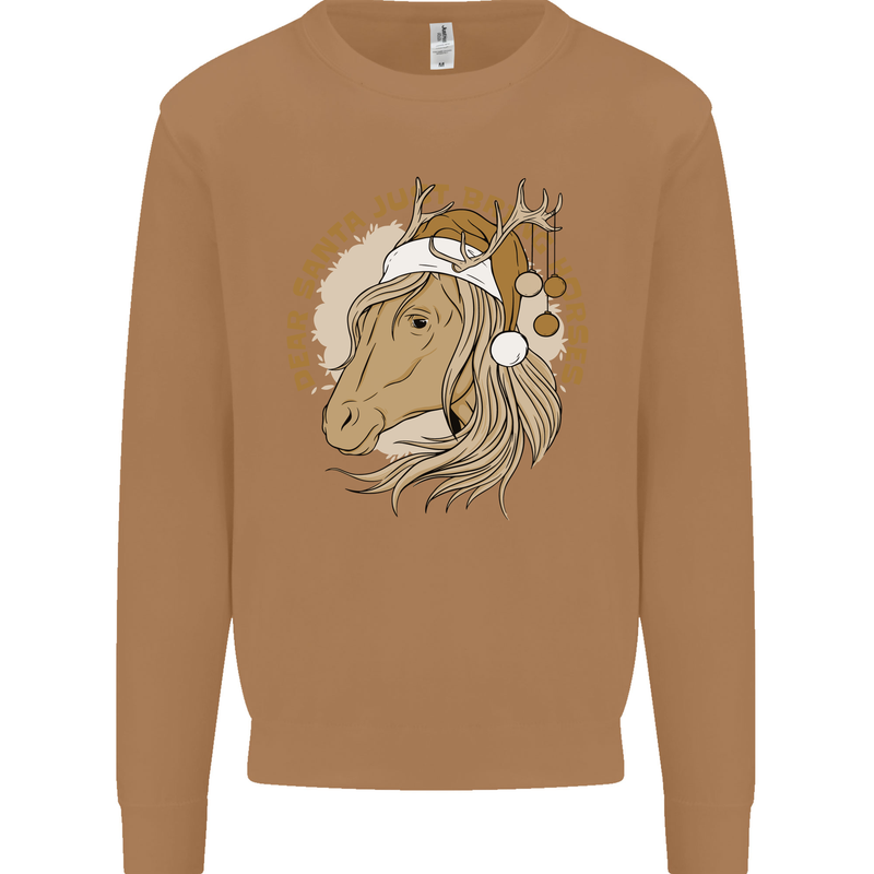 Dear Santa Funny Horse Equestrian Christmas Mens Sweatshirt Jumper Caramel Latte