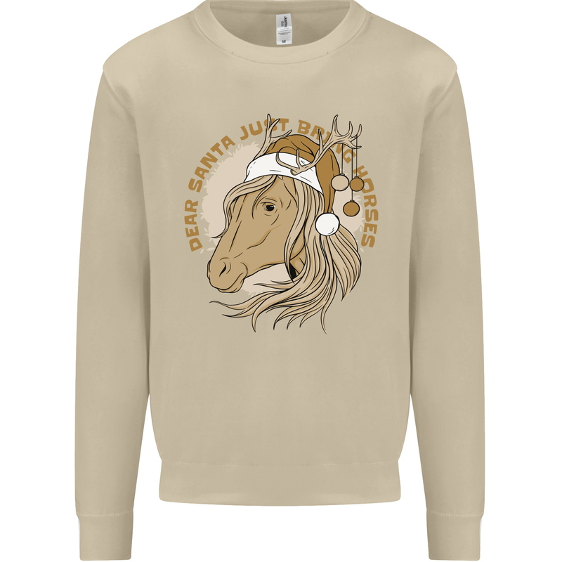 Dear Santa Funny Horse Equestrian Christmas Mens Sweatshirt Jumper Sand