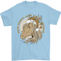Dear Santa Funny Horse Equestrian Christmas Mens T-Shirt 100% Cotton Light Blue