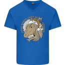 Dear Santa Funny Horse Equestrian Christmas Mens V-Neck Cotton T-Shirt Royal Blue