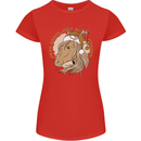 Dear Santa Funny Horse Equestrian Christmas Womens Petite Cut T-Shirt Red