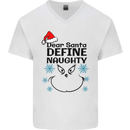 Dear Santa, Define Naughty Christmas Funny Mens V-Neck Cotton T-Shirt White