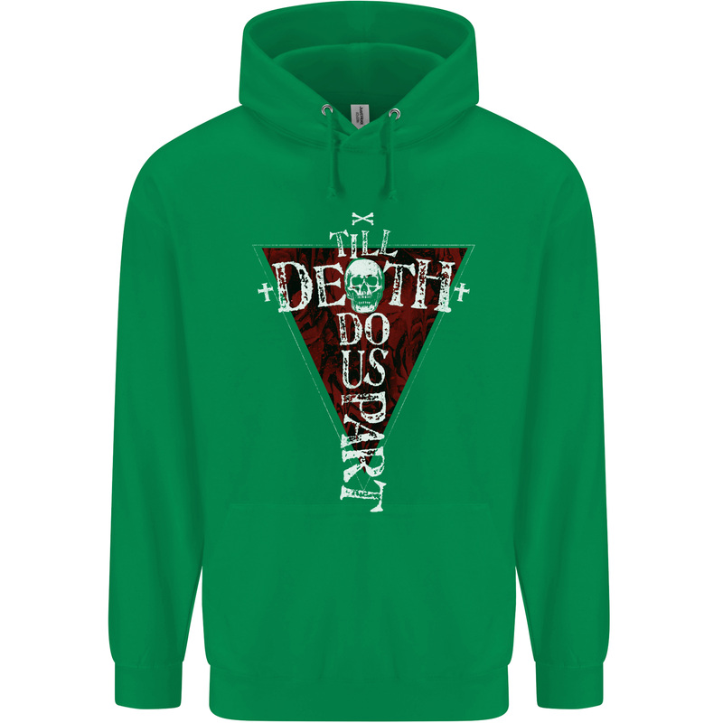 Death Do Us Part Gothic Skull Biker Cross Childrens Kids Hoodie Irish Green