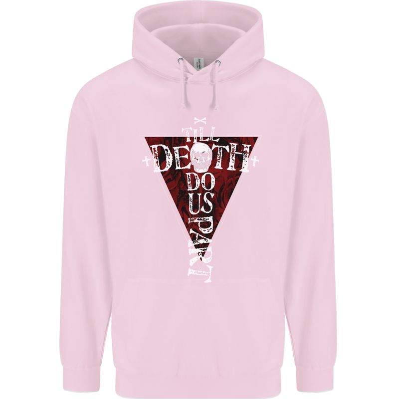 Death Do Us Part Gothic Skull Biker Cross Childrens Kids Hoodie Light Pink