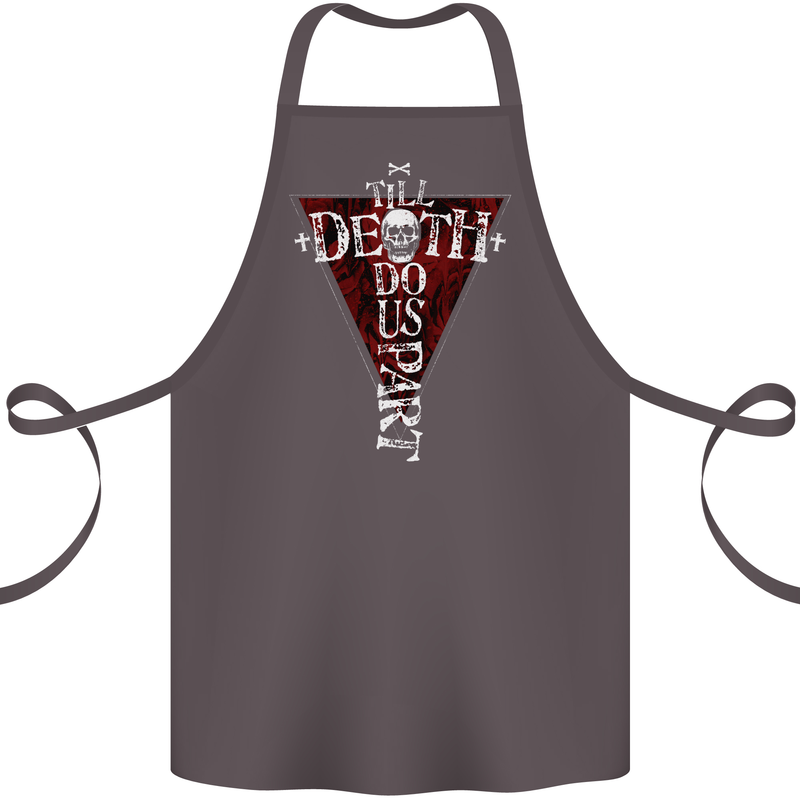 Death Do Us Part Gothic Skull Biker Cross Cotton Apron 100% Organic Dark Grey