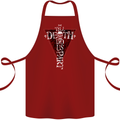 Death Do Us Part Gothic Skull Biker Cross Cotton Apron 100% Organic Maroon