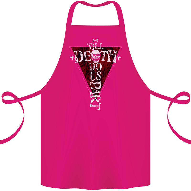 Death Do Us Part Gothic Skull Biker Cross Cotton Apron 100% Organic Pink
