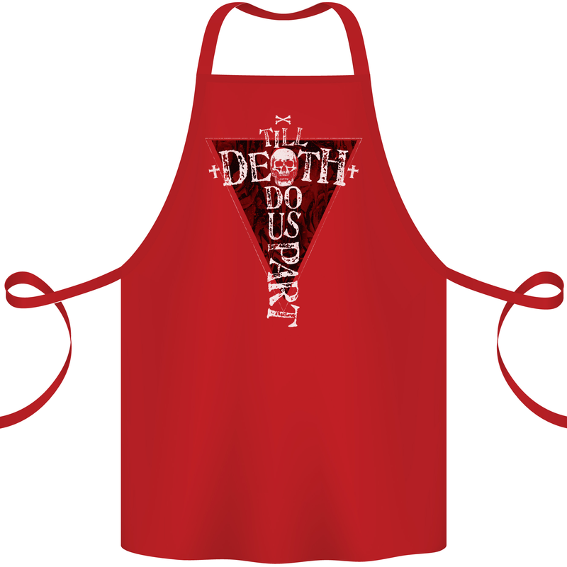 Death Do Us Part Gothic Skull Biker Cross Cotton Apron 100% Organic Red