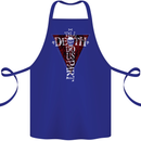 Death Do Us Part Gothic Skull Biker Cross Cotton Apron 100% Organic Royal Blue