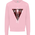 Death Do Us Part Gothic Skull Biker Cross Kids Sweatshirt Jumper Light Pink