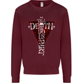 Death Do Us Part Gothic Skull Biker Cross Kids Sweatshirt Jumper Maroon